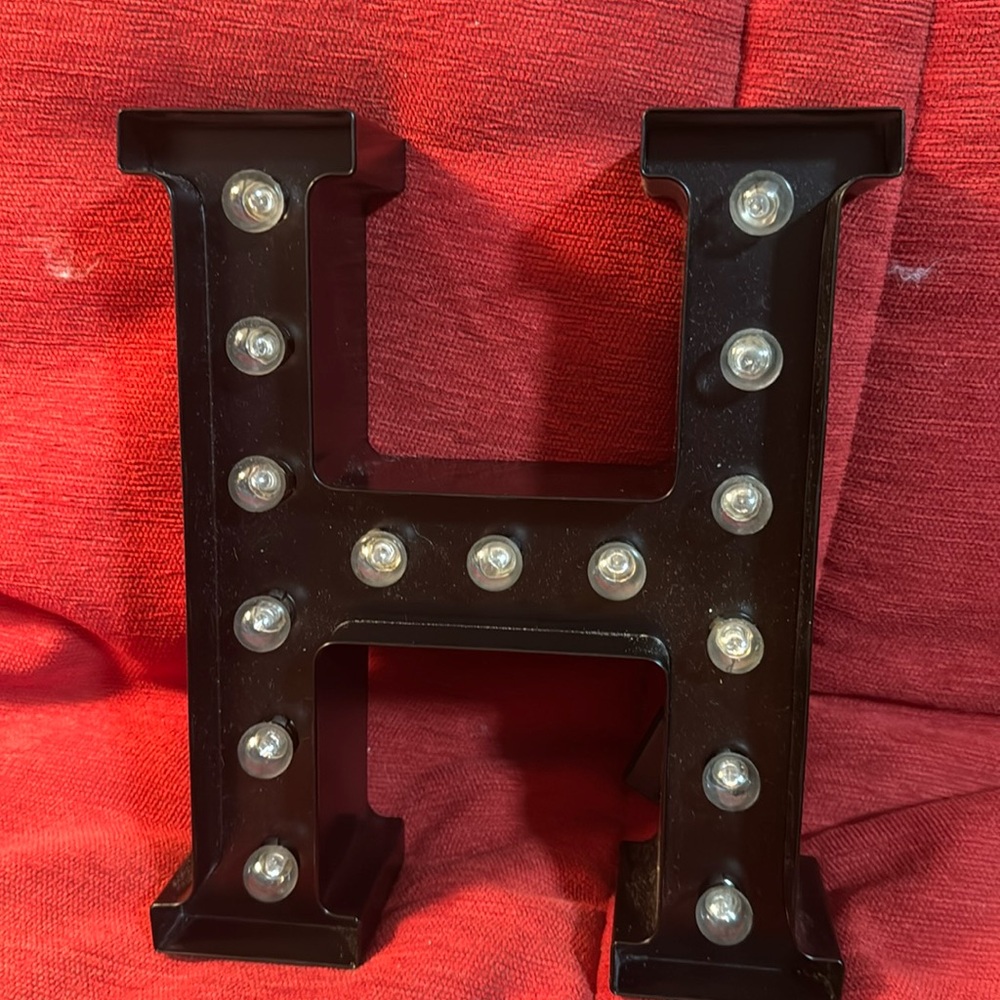 Vintage Letter H with lights. Material is metal